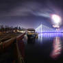 Belgrade new year  fireworks panorama