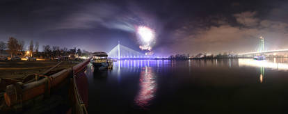 Belgrade new year  fireworks panorama