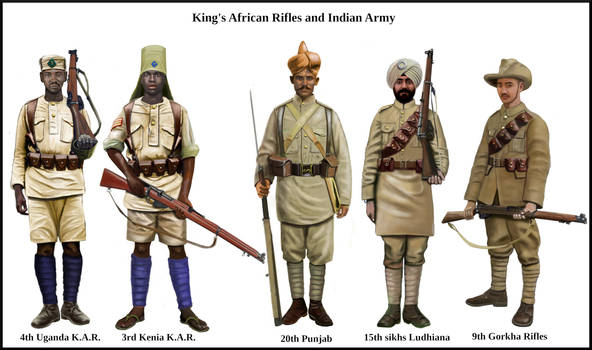 WW1 - King's African Rifles and Indian Army
