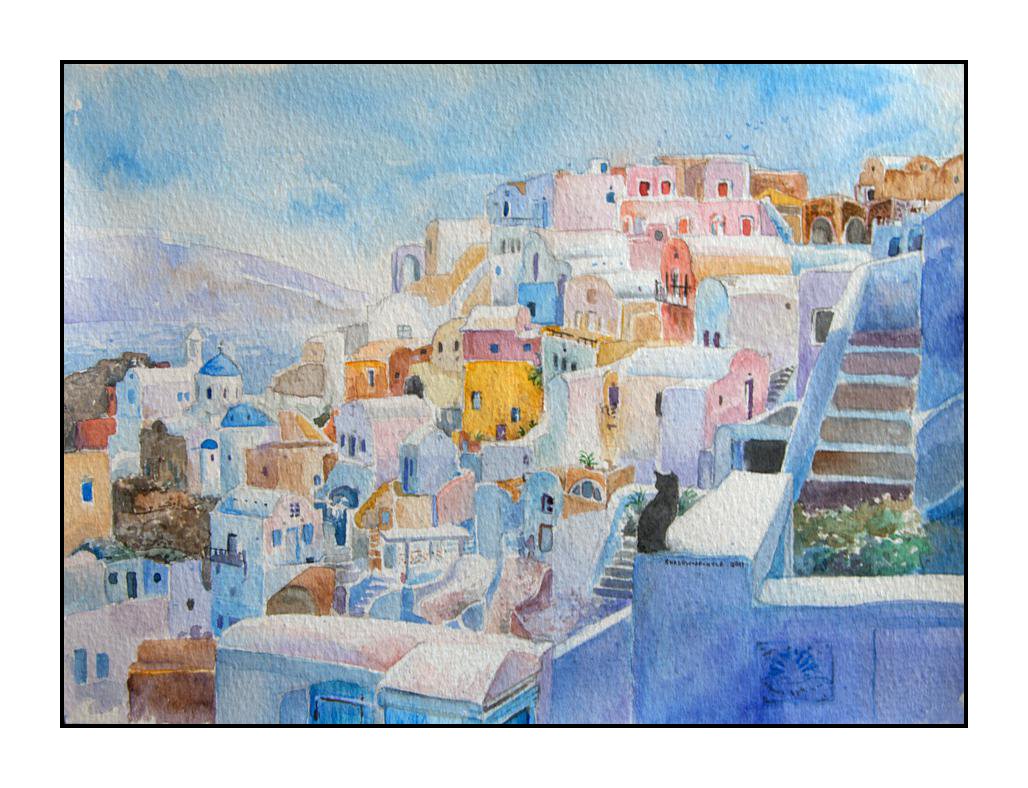 Santorini:Landscape with a Cat