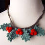 crochet holly berry necklace