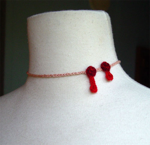 crochet vampire bite necklace