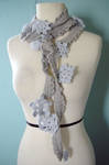 Crochet snowflake Lariat scarf by meekssandygirl