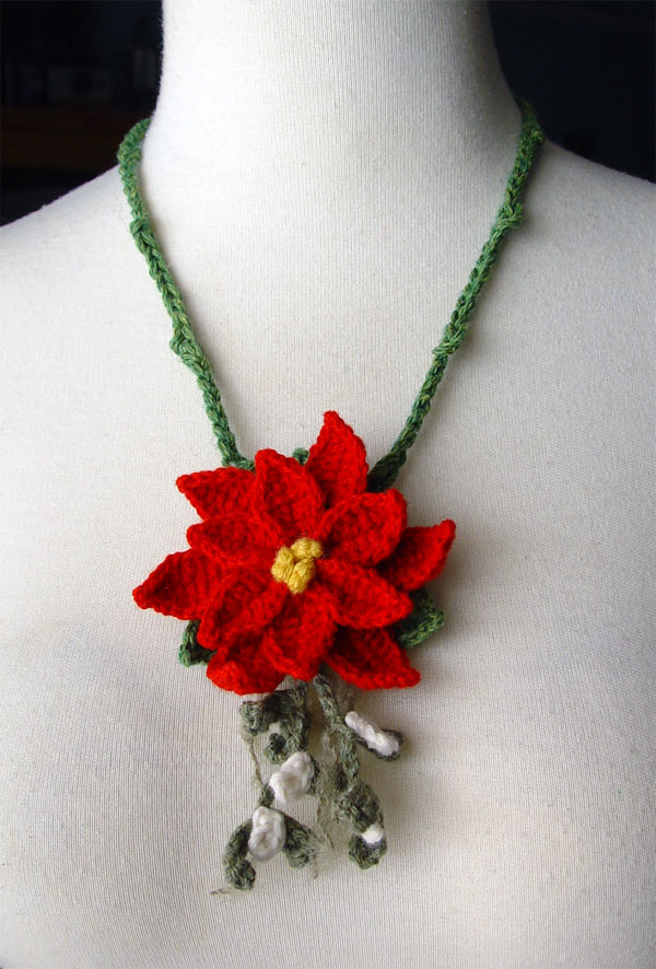 Crochet Poinsettia necklace