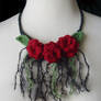 Crochet Noir roses necklace
