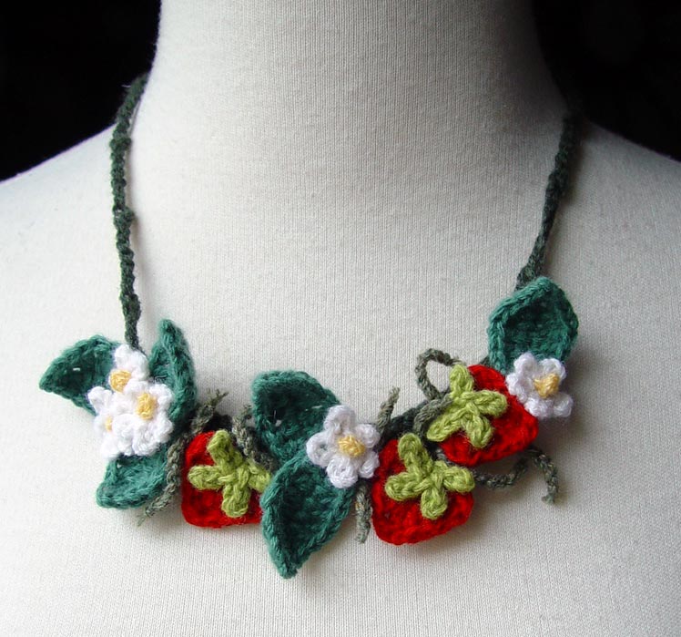 Crochet Necklace Strawberries