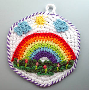 Crochet Rainbow Pot Holder