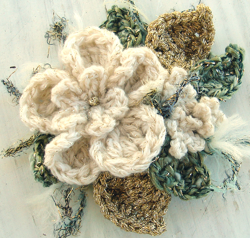 Crochet Cream Glitz Corsage