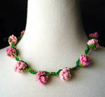 Crochet Necklace Pink Flowers Daisy Chain by meekssandygirl