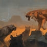 Dire Wolf pack vs. Sabertooth cat