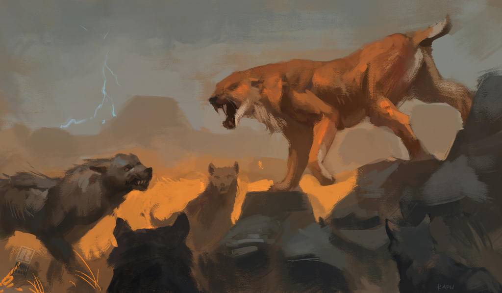 Dire Wolf pack vs. Sabertooth cat