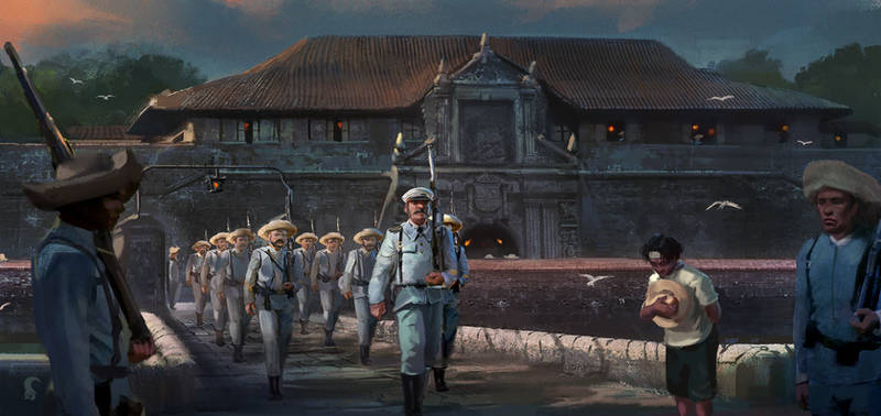 Los soldados en Fuerte Santiago