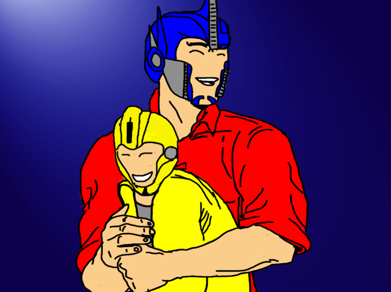 Optimus Prime and Bumblebee: A hug