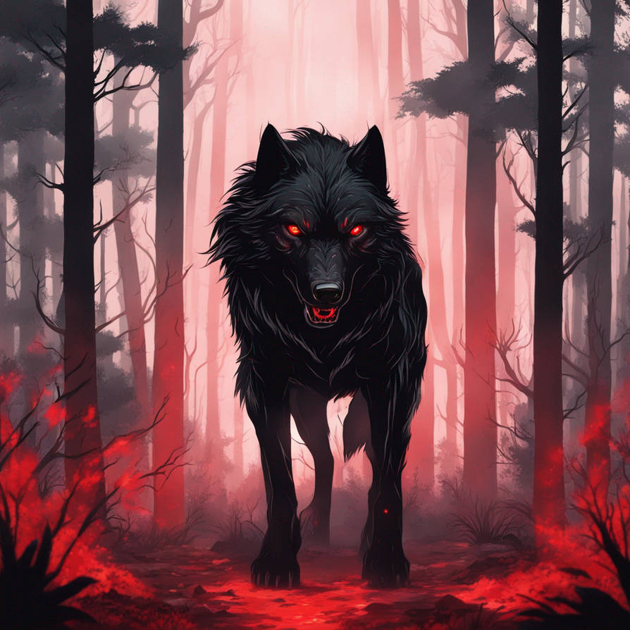 Black Dire Wolf In A Forest And Eyes Glowing Red By Wolves345 On DeviantArt black-dire-wolf-in-a-forest-and-eyes-glowing-red-by-wolves345-on-deviantart