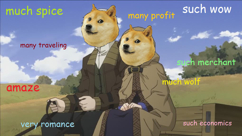Merchant meets the wise wolf. Волк доге. Wolf memes. Spice and Wolf meme.