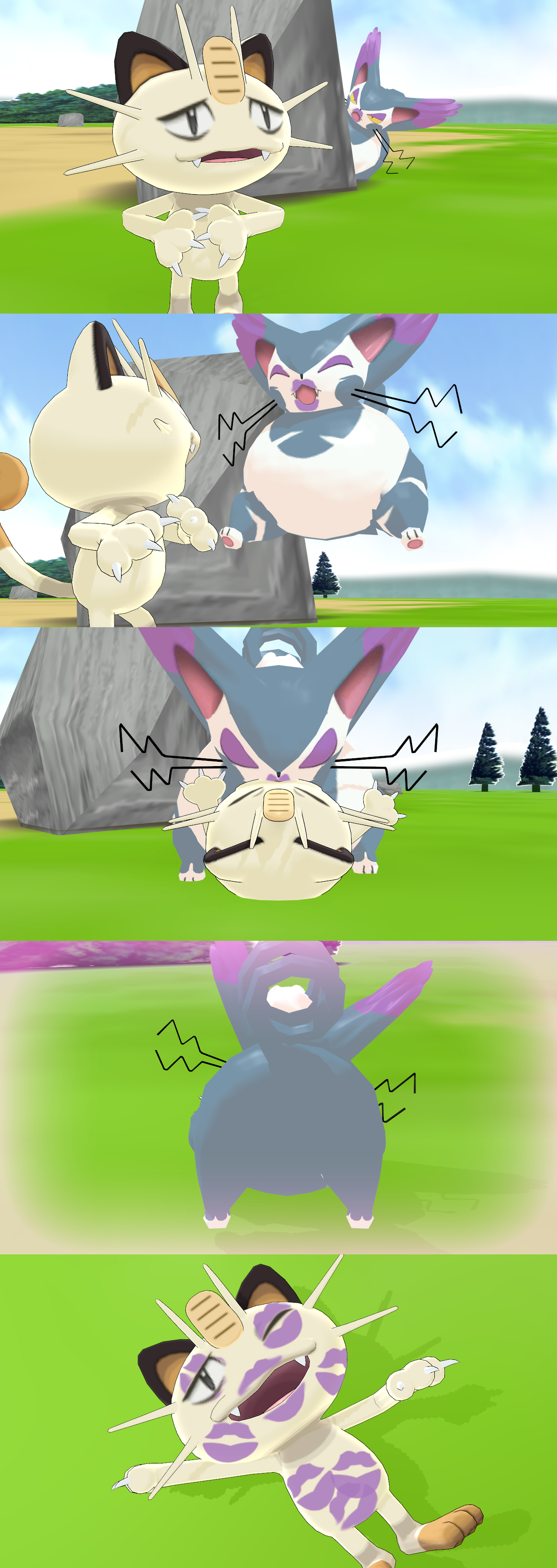 [MMD] (comic) Purugly attack!!