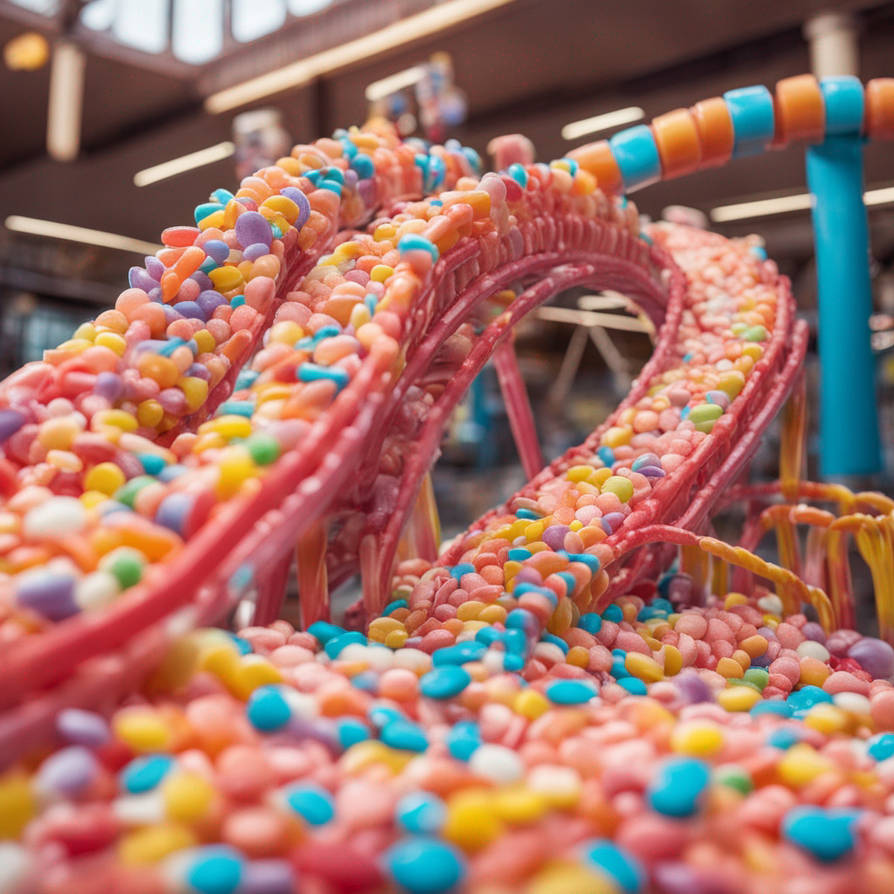 Candy Inspired Rides Rollercoaster made of candy in amusement park by RoseBlossomFlower on ...