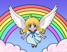 Kawaii Twin Tailed Rainbow Angel Girl