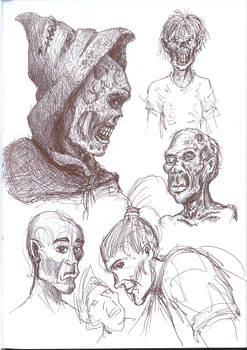 Sketchbook page featuring zombies