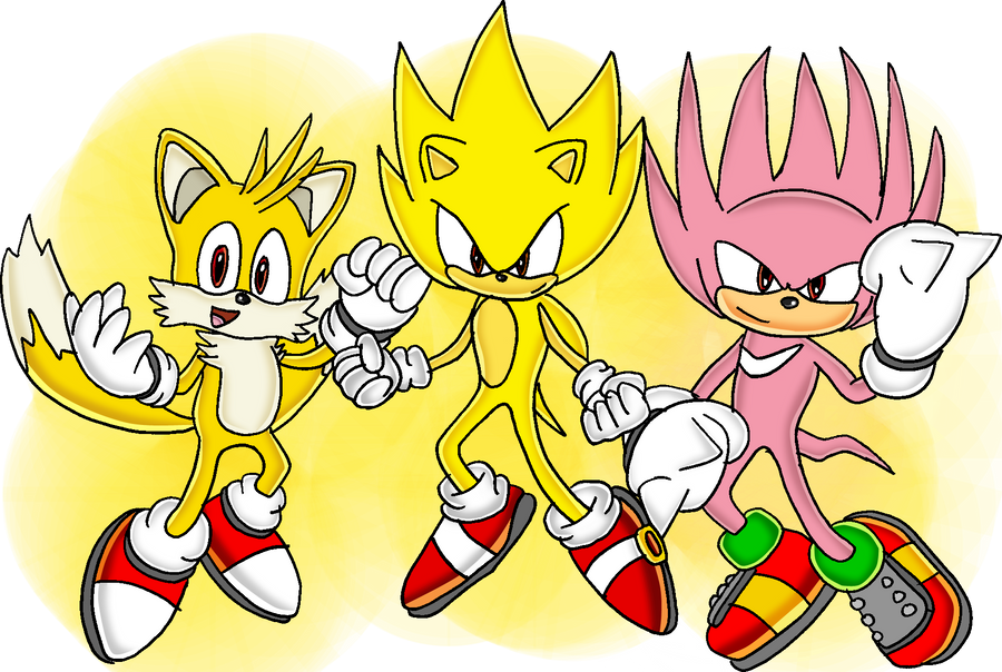 sonic the hedgehog, tails, knuckles the echidna, super sonic