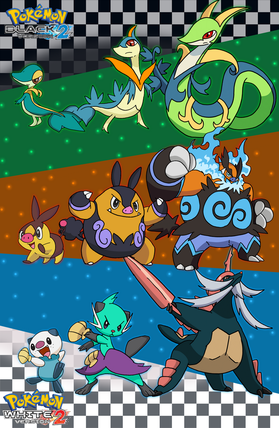 Pokemon B-W 2: Starter Pokemon Families (Shiny) by Tails19950 on
