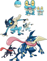 656, 657 and 658 - Froakie Evolutionary Line