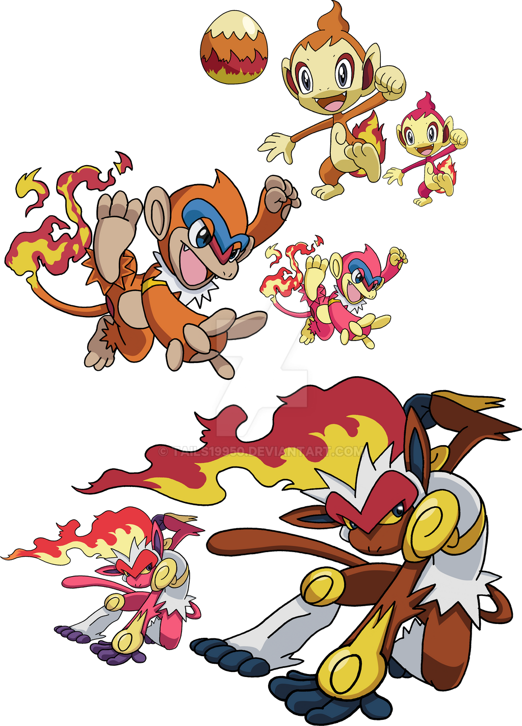 390, 391 and 392 - Chimchar Evolutionary Family