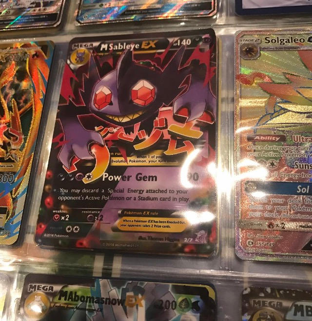 pokemon mega sableye card Cosplay Pikachu Plastic Black UV Printed take 1 more Prize card Mega Sableye is the latest
