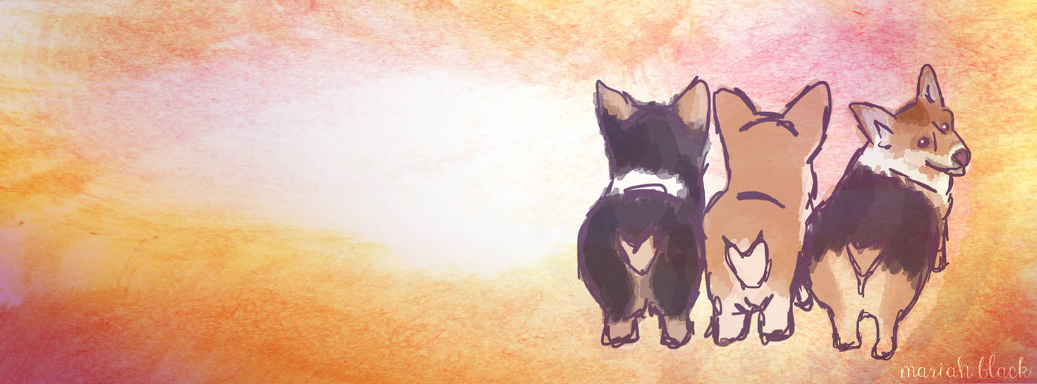 Обои корги аниме