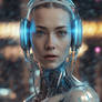 Portrait Of Cybernetic Woman Walking The Metaverse