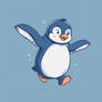 Blue Cute Penguin With Wing Spreaded Jumping