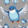 Blue Cute Penguin With Wing Spreaded Jumping
