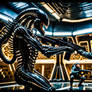 Soldier and Alien fighting