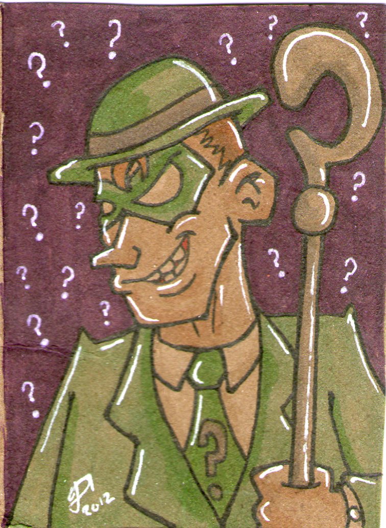 The Riddler cardboard sketch card