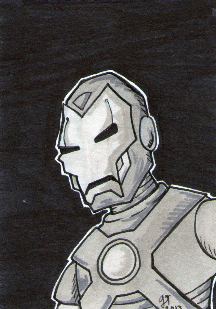 B-n-W Iron Man sketch card