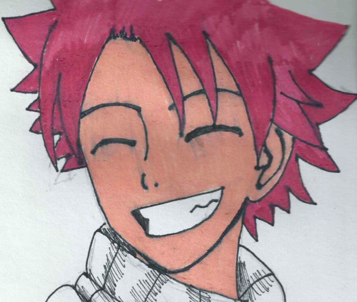 Natsu smiling