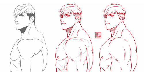 How to draw a muscular man