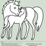 Mare and Foal lineart