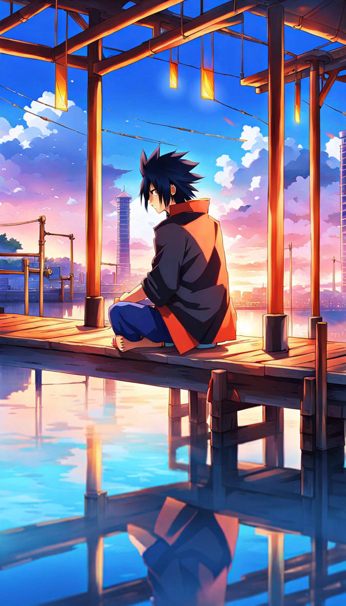 Sasuke Floating Sasuke Uchiha sitting on the Edge of the Docks sta by overlord257 on ...