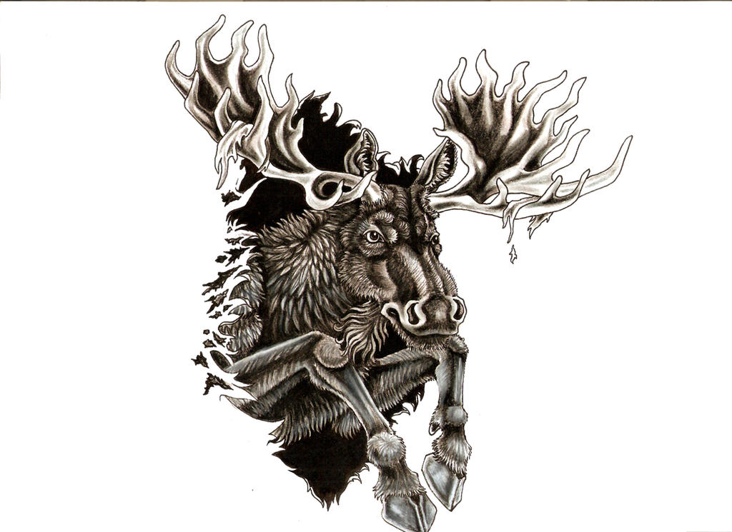 Charging Moose Tattoo Design by chezarawolf on DeviantArt