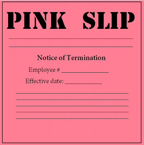 Pink Slip Example Pink Slip Example