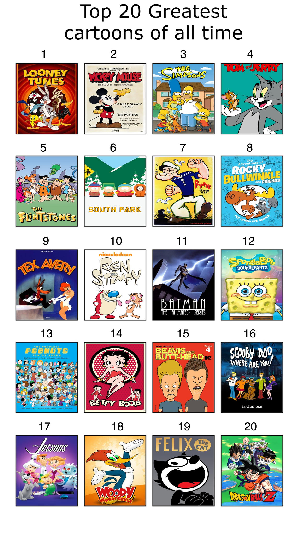 Top Ranking Cartoon Top 20 Greatest cartoons of all time by VilgotEk2 on DeviantArt