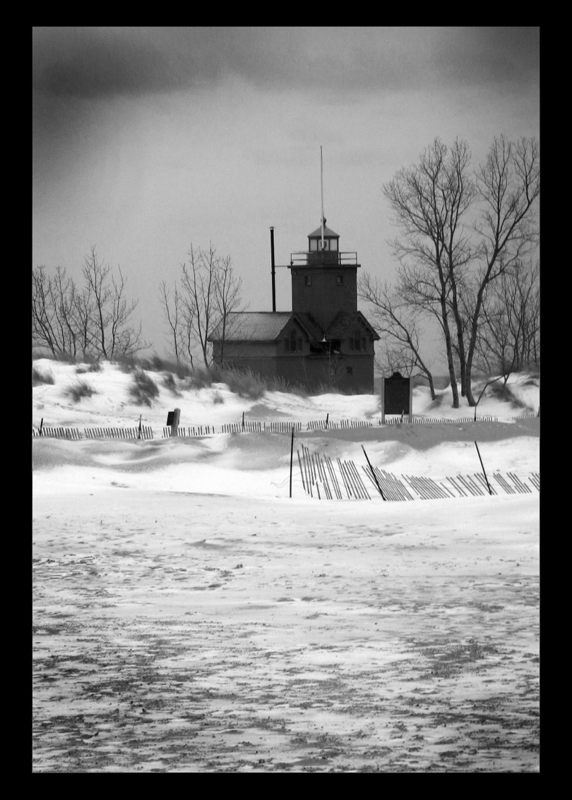 old red in black and white