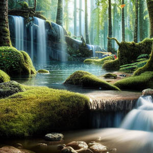 Forest-pond-with-waterfall-012