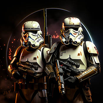two HD stormtroopers stylised-StarWars-inspired pg