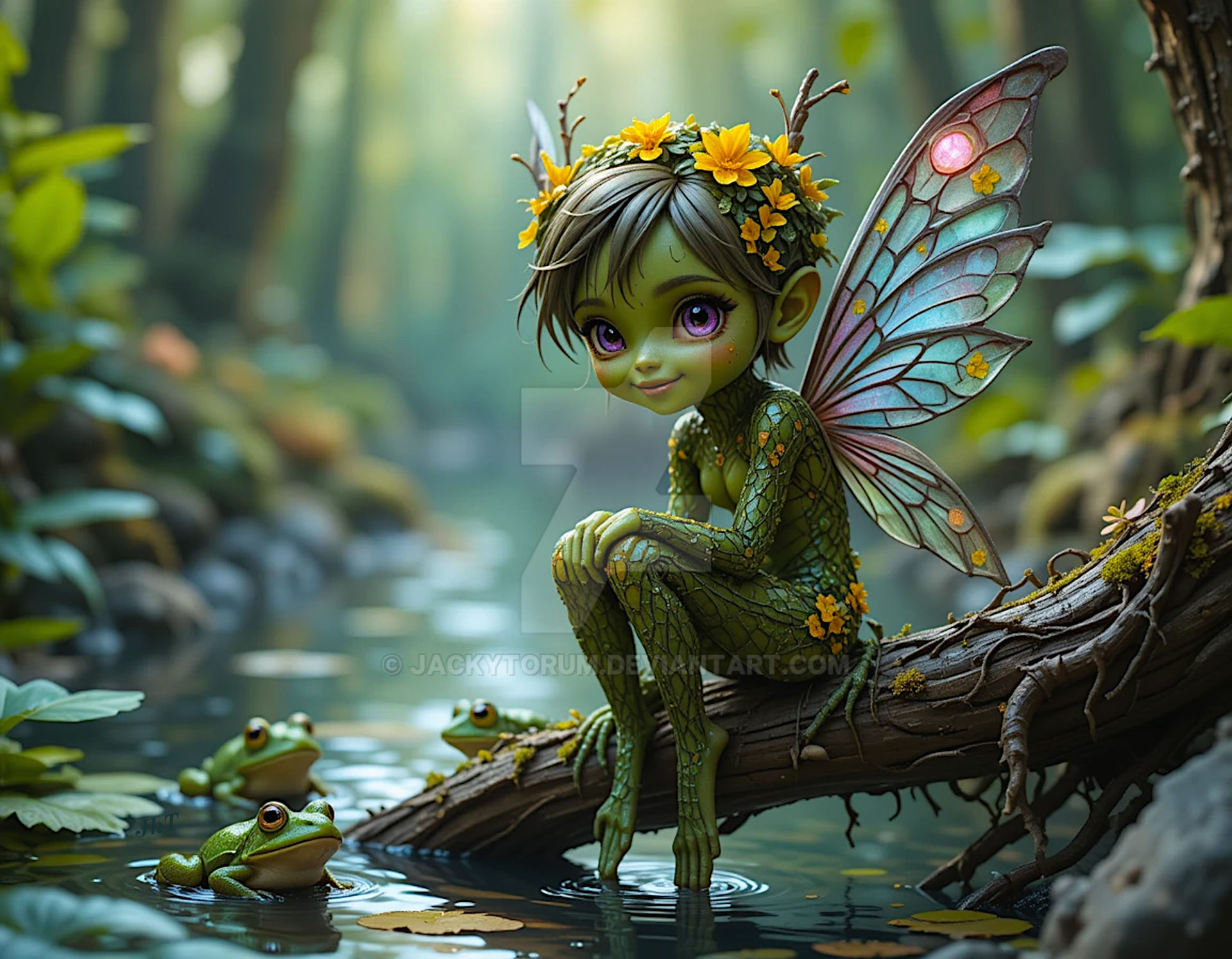 Frothing Pixie cute pixie girl playing with frogs jkt Pl 001 by JackyTorum on DeviantArt