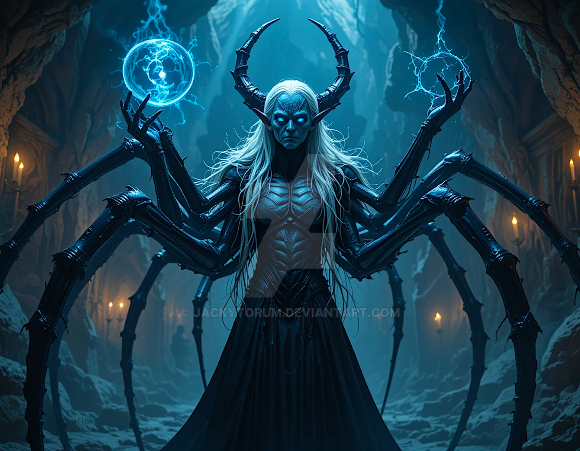 drider drow warlock casting spell jkt 003 Pl by JackyTorum on DeviantArt