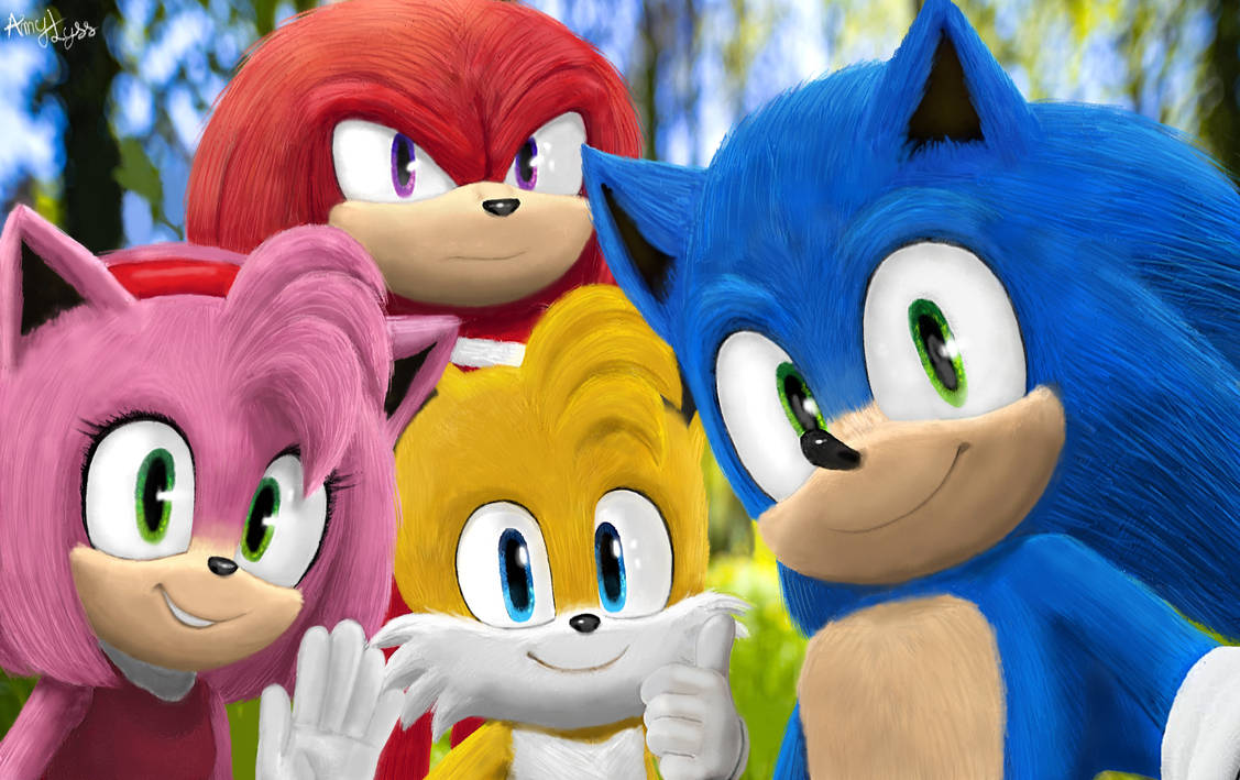 Movie Sonic, Tails, Amy and Knuckles by AmyLyss on DeviantArt