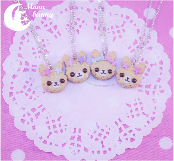 Pastel cute cookie rabbit Necklace