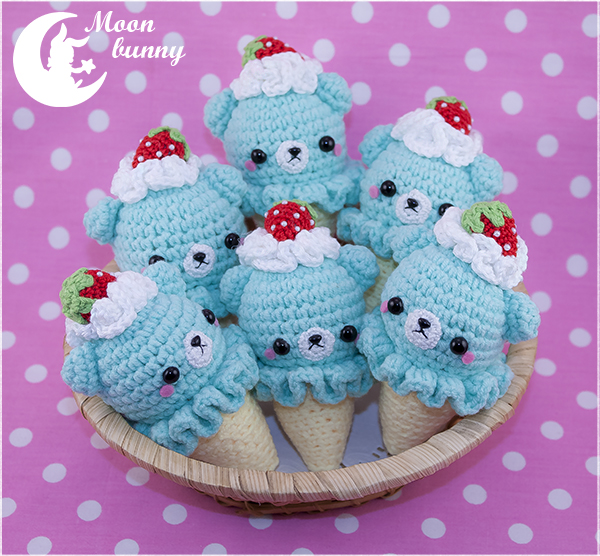 Crochet ice cream baby bears Charm By Moonbunny